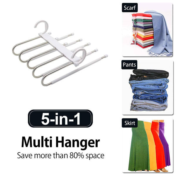 5-in-1 Pants Hanger Multifunctional Portable Stainless Steel Hanger
