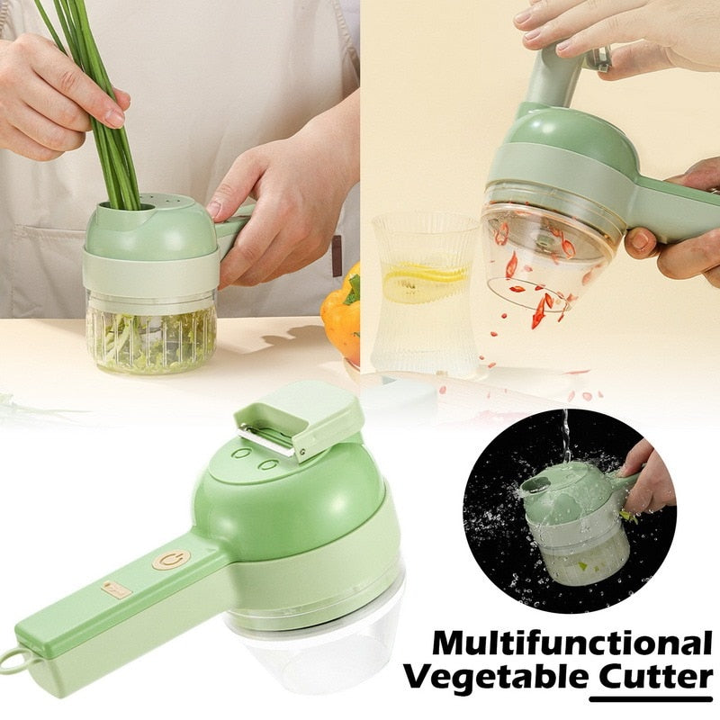 4 IN 1 Electric Vegetable Cutter Set Multifunctional Garlic Mud